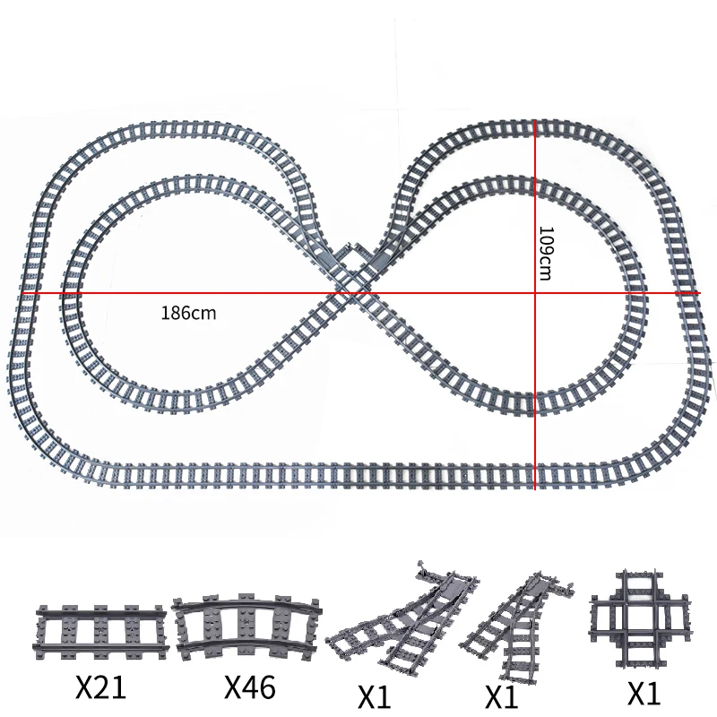 City Trains Flexible Switch Railway Tracks Rails Crossing Forked Straight Curved Building Block Bricks Toys Compatible with 7996 wood blocks for crafts Blocks