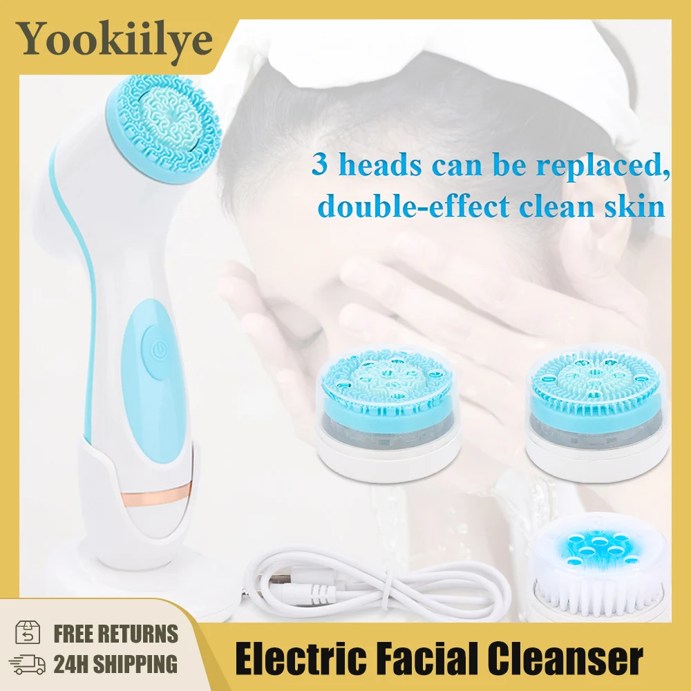

3 in 1 Electric Facial Cleanser Wash Face Cleaning Machine Skin Pore Cleaner Wash Machine Spa Blackhead Cleaning Facial Cleanser