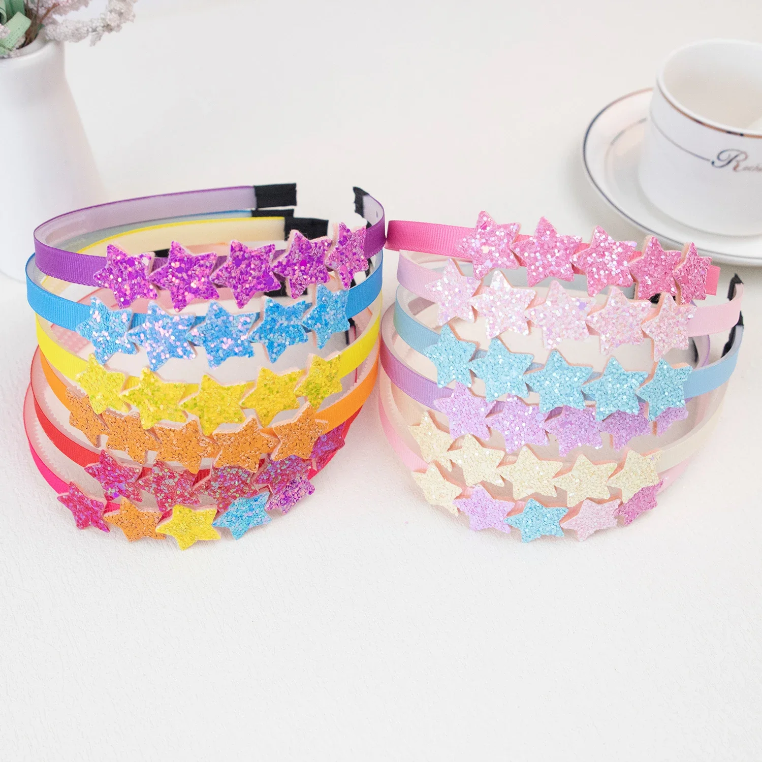 6pcs/set Cute Girls Headbands Glitter Star Headbands Girls Sparkly Heart Shaped Hairbands Children Kids Party Hair Accessories hair bands hair accessories hair headband accessories baby headband set