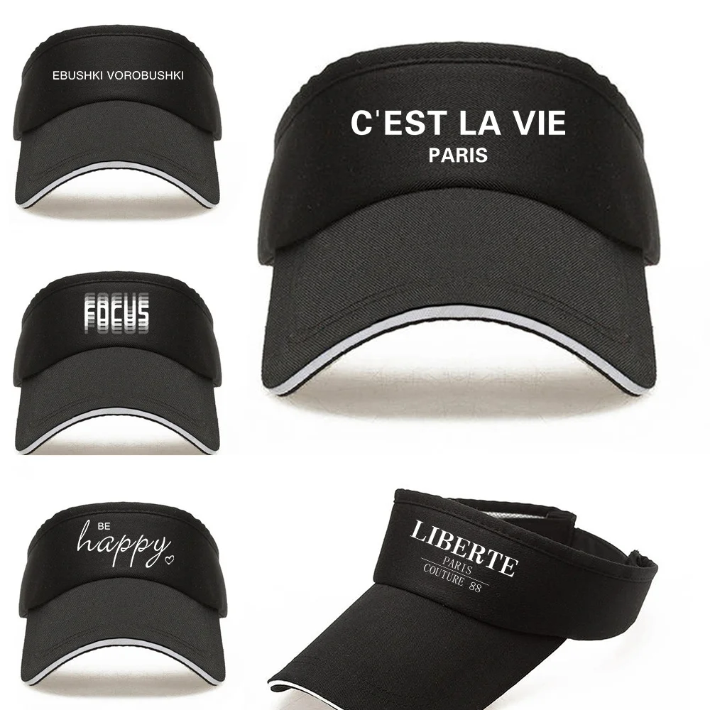 

Unisex Summer UV Protective Sun Hat Women's Breathable Sunscreen Baseball Hats Cotton Empty Top Cap Text Print Travel Beach Caps