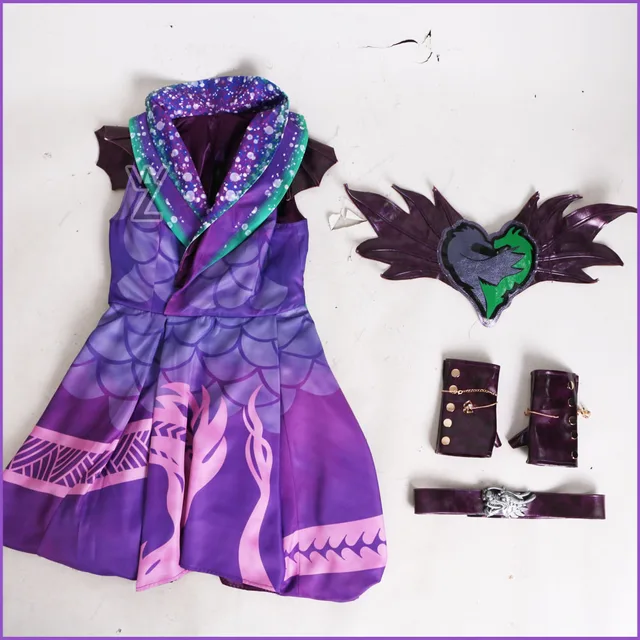 Anime jogo descendentes 2 mal vestido roxo princesa festa uniforme cosplay  traje role play halloween feminino