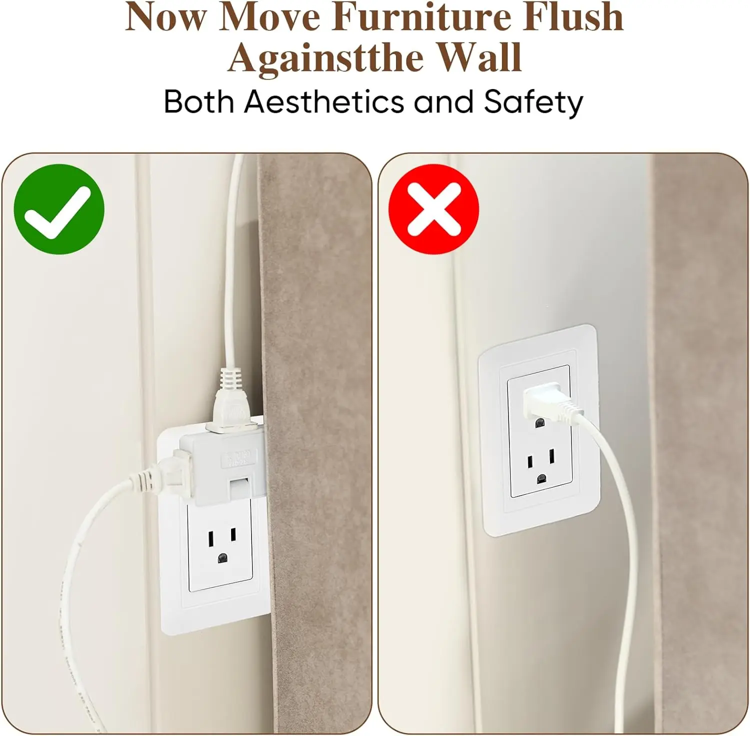 Plug Adapter Electrical Socket Power Socket Plug Outlet Extender Power Extension Plug Extension Sockets 3 Way Flat Outlet Extender US Extension Plugs Electrical Adapter 180&deg; Adjustable Phone Charger Converter Socket Home Travel