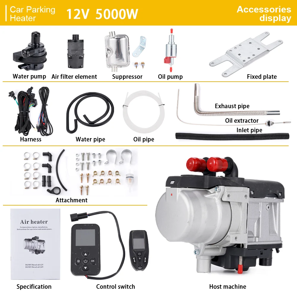 5KW Diesel Gasoline Dual Mode 12V Air Heater Kit Diesel