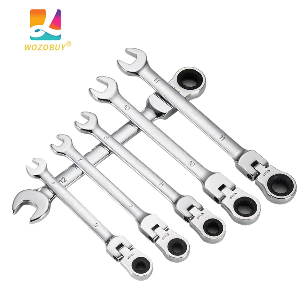 Ratcheting Wrench Set,Flexible Pivoting Head Ratchet Combination Spanner Wrench Garage Metric