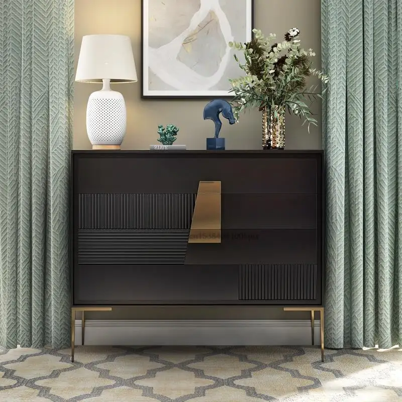 Rock Board Four-Drawer Cabinet Modern Minimalist Living Room Corridor Storage Cupboard American Light Luxury Bedroom Cabinet