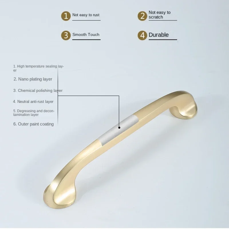 Zinc Alloy Bright Gold Cabinet Pulls Light Luxury Stylish Kitchen Handles for Furniture Drawer Knobs Cabinet Hardware