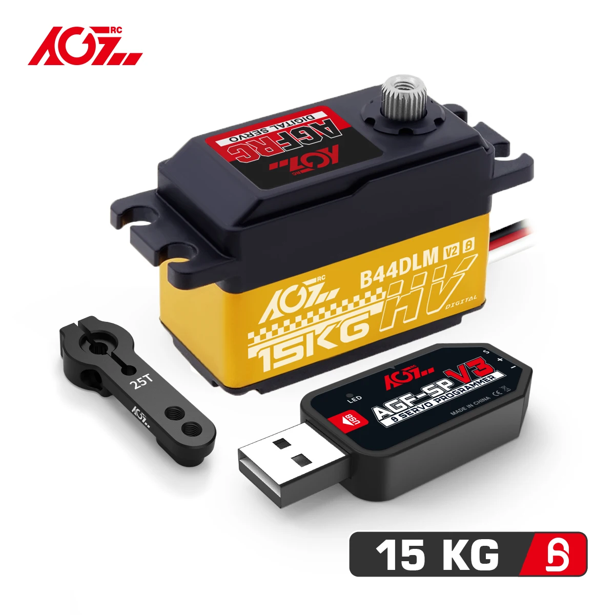 AGFRC Low Profile B44DLM V2 15 kg Hi Speed HV Titanium Gear programmierbares digitales DC-Servo für 1/10 1/12 RC-Modelle Tourenwagen