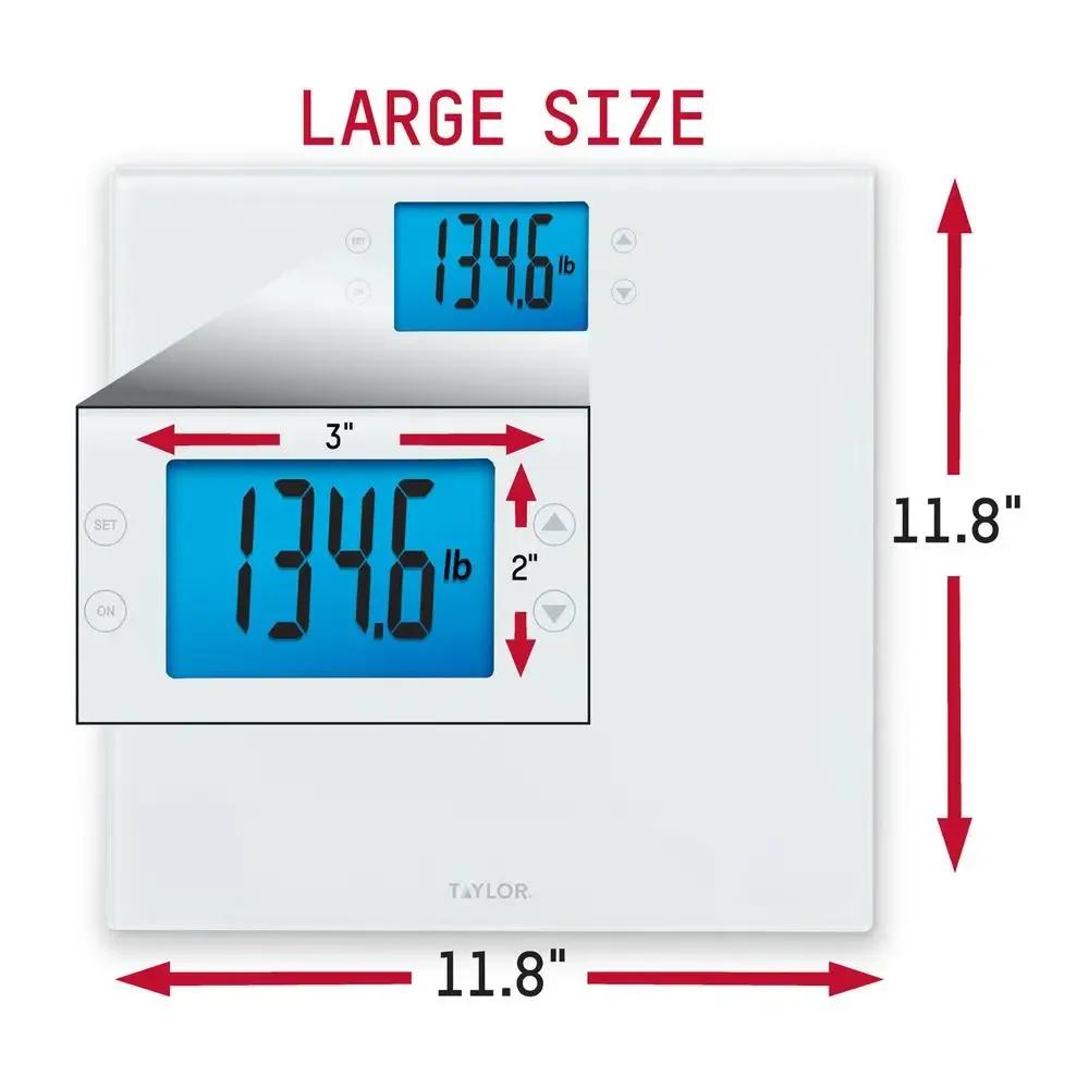 Glass Digital Wellness Scale with Weight Tracking BMI & Cal-Max 400 lb Capacity 11.8" Square Platform User Recognition White