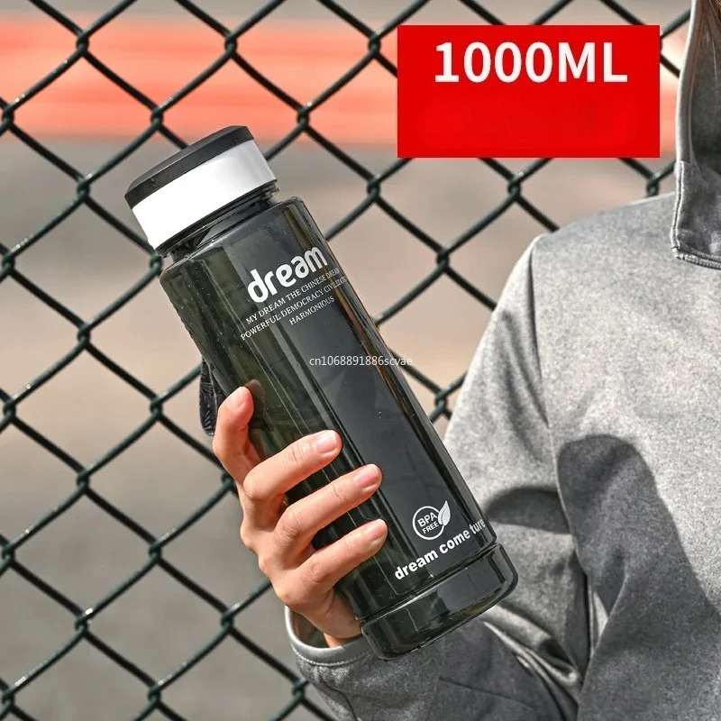 Sports Water Bottle 1 Pcs 1000ML Plastic Summer Large Capacity for Student Fitness