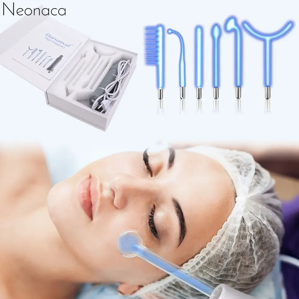 High Frequency Machine 6 In 1 Skin Therapy Electrotherapy Ozone Neon+Argon Wands For  Anti Acne Wrinkle Hair Care Beauty Health high precision doz 30 digital o3 dissolved water ozone detector ozone water generator