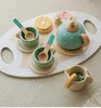 Wooden Tea Set Toys Pretend Play Kitchen Accessories for Kids Food Afternoon Tea Role Play Game for Toddlers Girls Boys Gifts 4