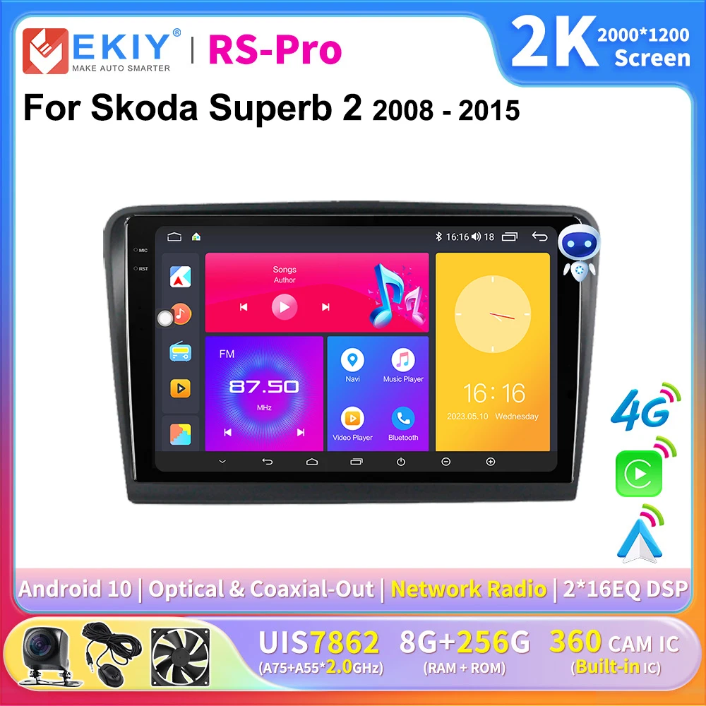 

EKIY 2K экран Android автомобильное стерео для Skoda Superb 2 2008-2015 Авто Carplay Стерео Авторадио DVD Navi головное устройство 4G плеер GPS