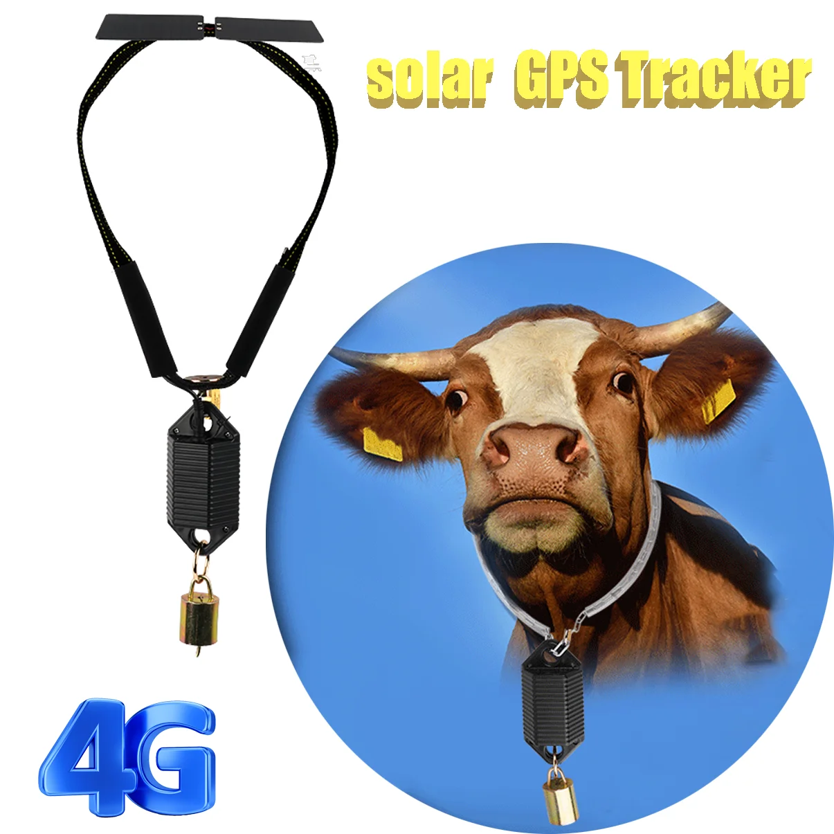 

4G Animal Cow GPS Tracker with Solar Power Cattle Horse Sheep Locator Anti-lost GPS Tracking Device for Camel Livestock Tracker