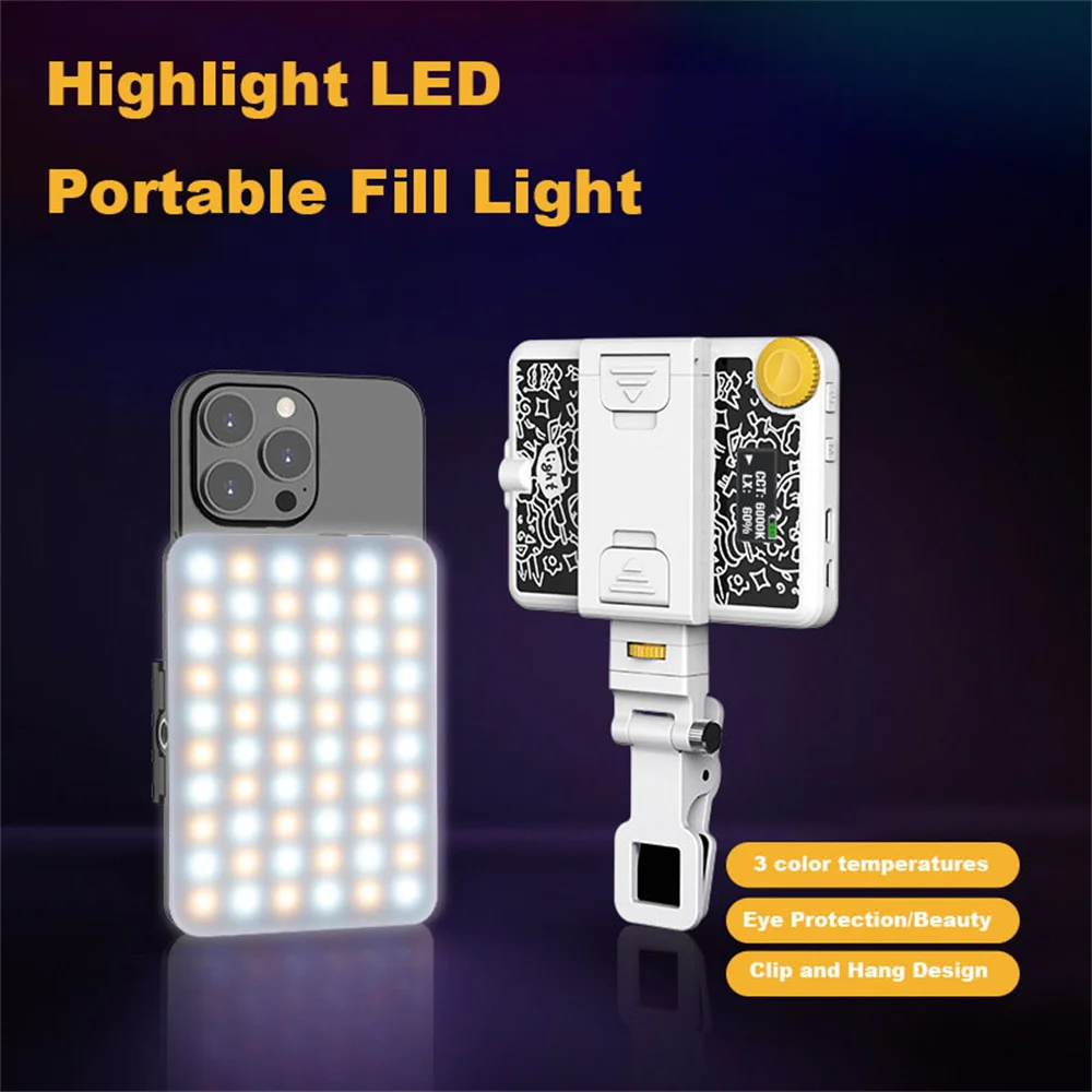 Luz de Preenchimento para Transmissão ao Vivo Luz de Preenchimento Ajustável Modo Clip-on Led Telefone Tablet Selfie Videoconferência Novo