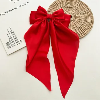 ذيل حصان نسائي بمشبك شريطي كبير من الساتان 10