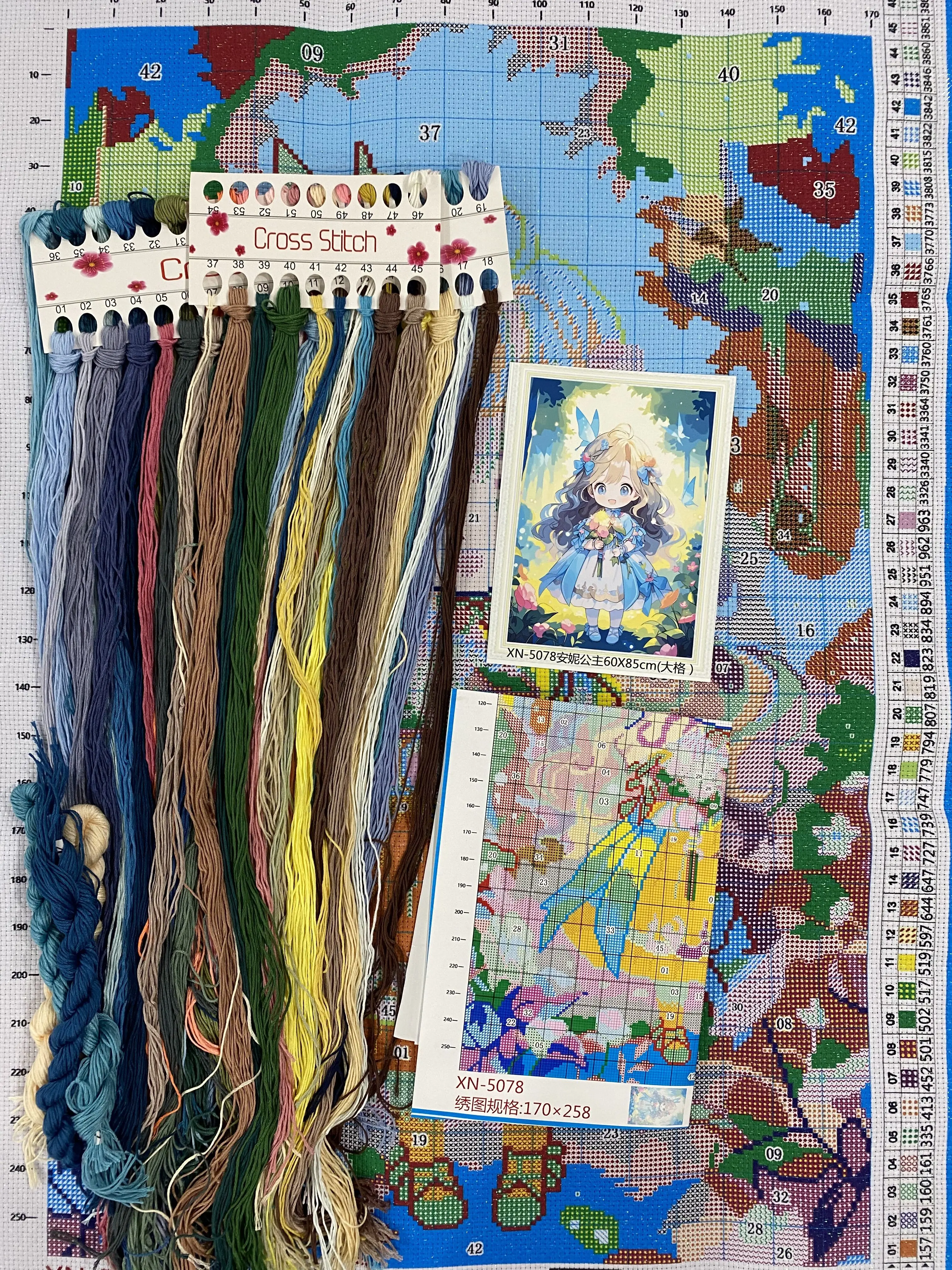 Girl 9CT Embroidery DIY Chinese Style Printed Kits Cross Stitch Cotton Thread Needlework Sets Home Decor Crafts