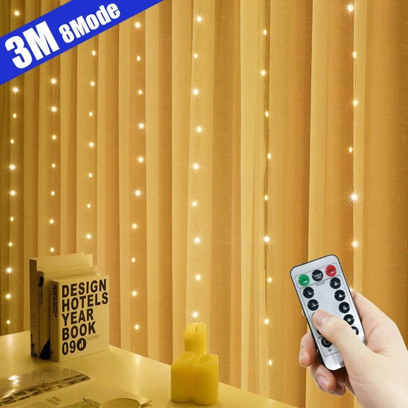 

3M/4M/6M New Year Garland LED Curtain Garland on The Window USB Festoon Fairy Lights with Remote Led Lights Christmas Decoration