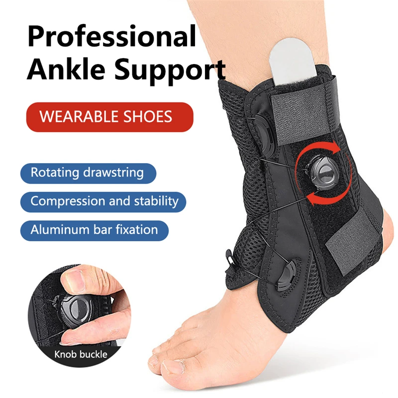 1Pc Knobbed Sports Ankle Brace Manually Adjustable Tightness Outdoor Soccer Basketball Games Ligament Relief Ankle Protectors