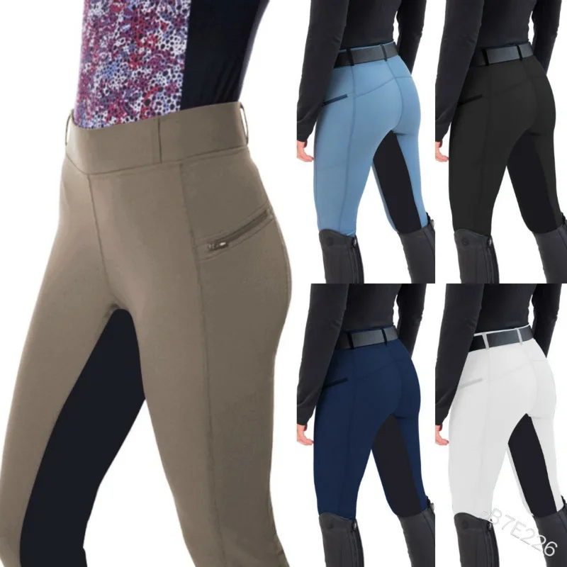 

2023 Fashion Equestrian Pants Slim Elastic Stitching Riding Pants Casual Ladies Feet Pants