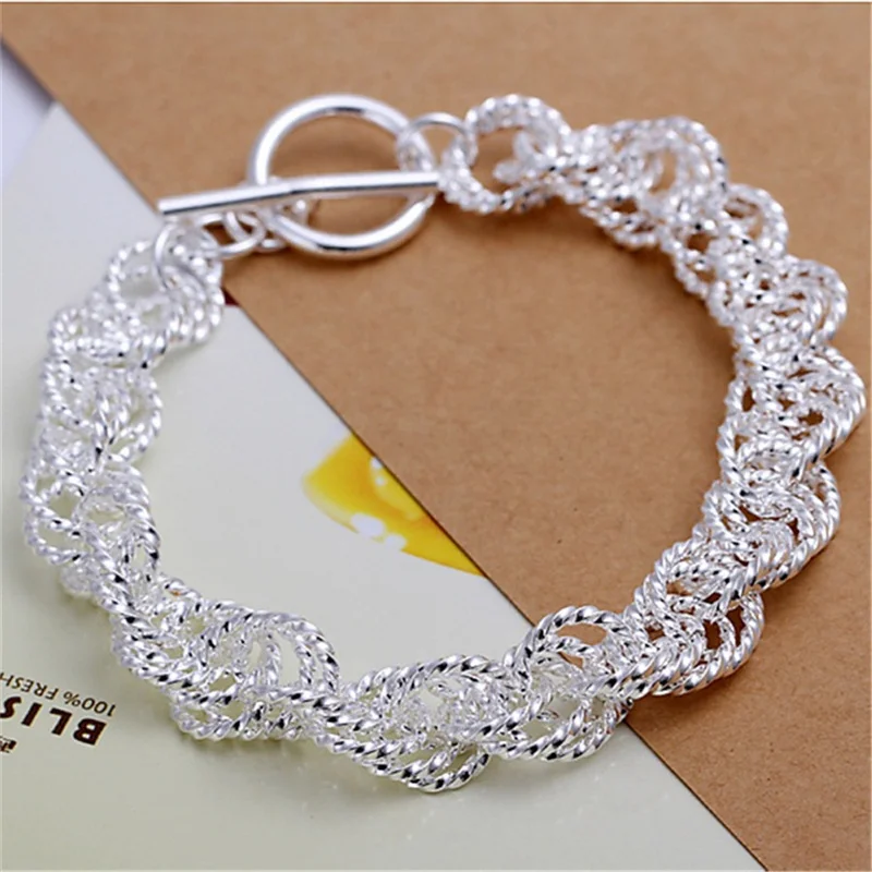 

High quality 925 Sterling Silver Jewelry pretty nice fashion popular Bracelets wedding party circle free shipping factory price
