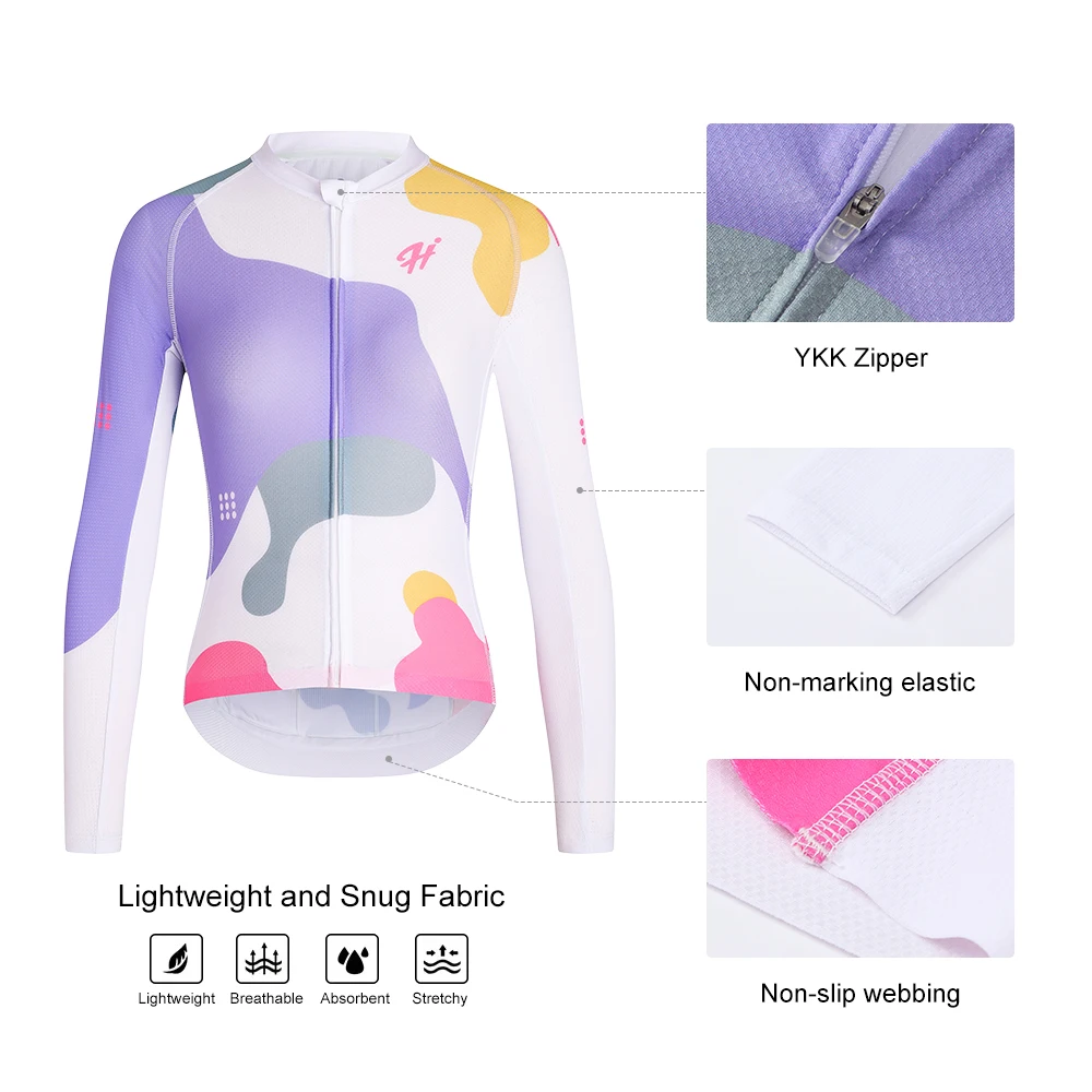 HISERWA Women Cycling Jersey Lightweight Breathable Slim Fit Lady Bike Shirts High Quality Pro SPF 50+ Road Bicycle Clothing