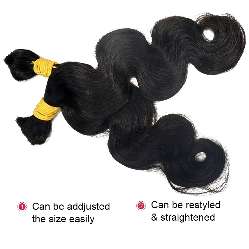Boho Braids Human Hair Body Wave Bulk Human Hair Extensions for Women 100G/PC Human Hair Braiding Hair Natural Real Human Hair 3