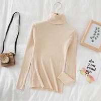 Autumn Winter Turtleneck Women Pullover Sweater Basic Solid Slim Fit Stretch Soft Ribbed Knitted Top Casual Woman Sweaters - Image 3