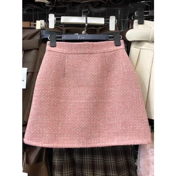 Mini Tweed Skirt Cake Solid Color Korean Style A-line Skirts Ruffles Casual Faldas Ajustadas Jupe Autumn Almighty Dropshipping