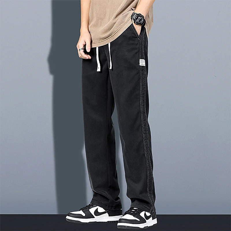 2024 Spring/Summer New Soft Lyocell Fabric Men’s Jeans Thin Loose Straight Leg PantsDrawstring Elastic Waist Korean casual pants Best Sellers In Men's Clothing