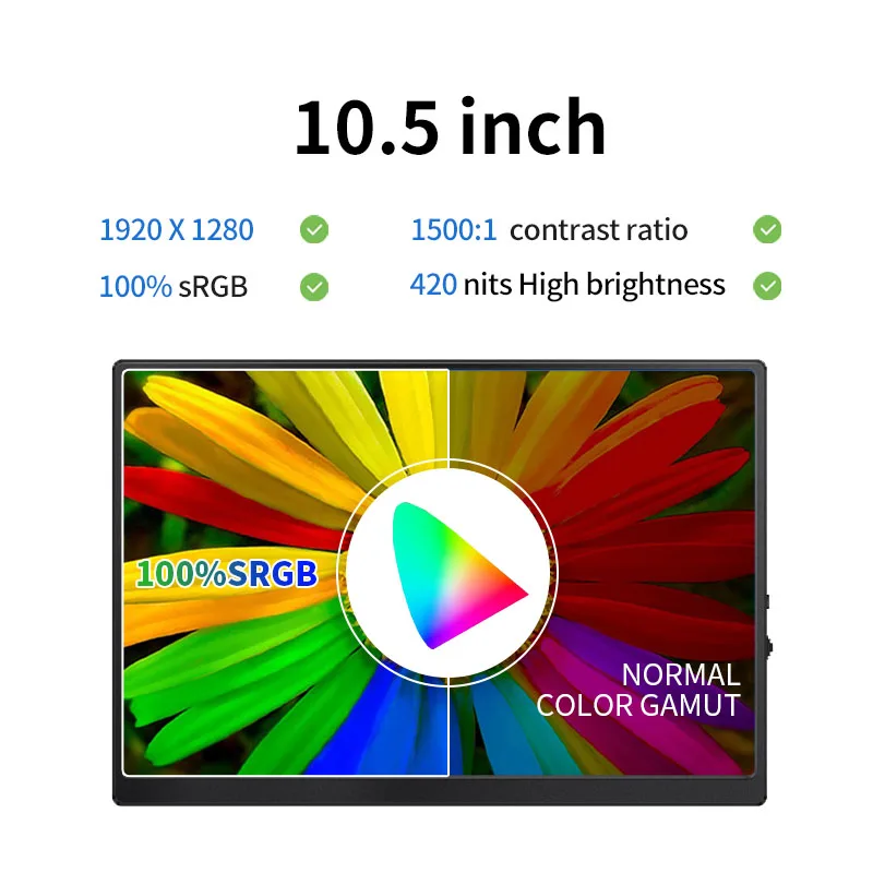 LCD ÷  ũž , AV, BNC, VGA, HDMI, USB ̽ , 10.5 ġ FHD1920 * 1280