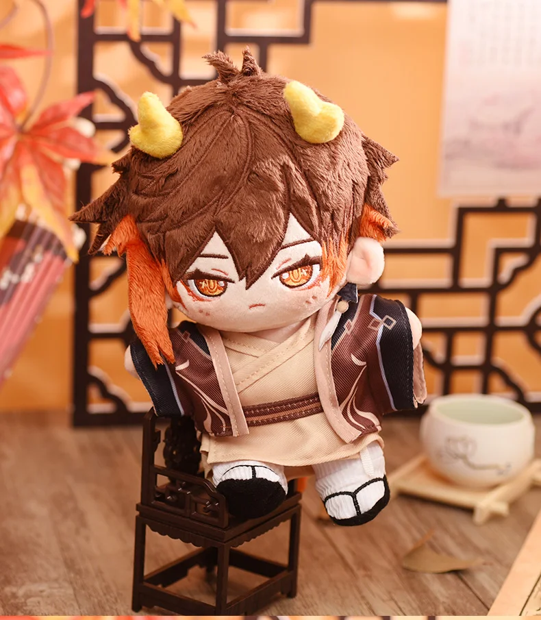 Genshin Impact Zhong Li Plush Doll 20cm Anime Cute Cosplay Kimono Clothes Costume Outfit Toy
