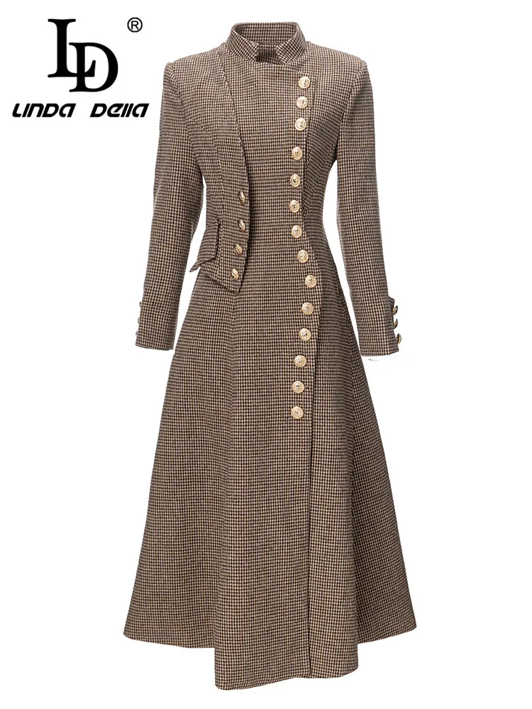 

LD LINDA DELLA 2023 Autumn and winter Casual Coat Women's Elegant and Pretty Single-breasted Long Sleeve Solid Color Coat