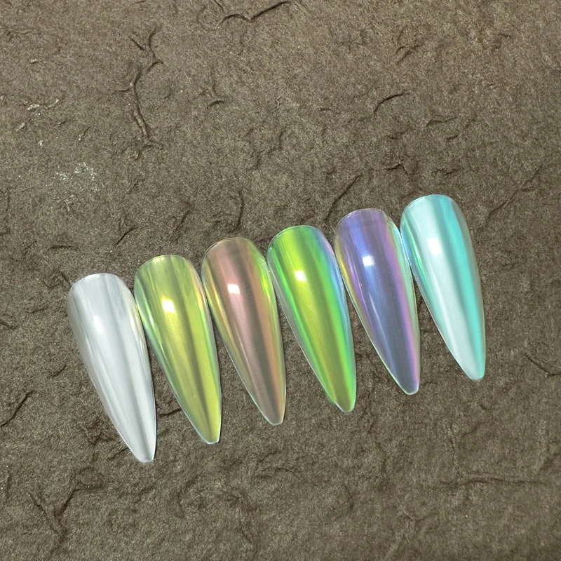 BOKO 6 Colors/Set Aurora Mirror Nail Glitter Powder Set Nail Fairy Rubbing Dust Chrome Pigment Manicure Decoration