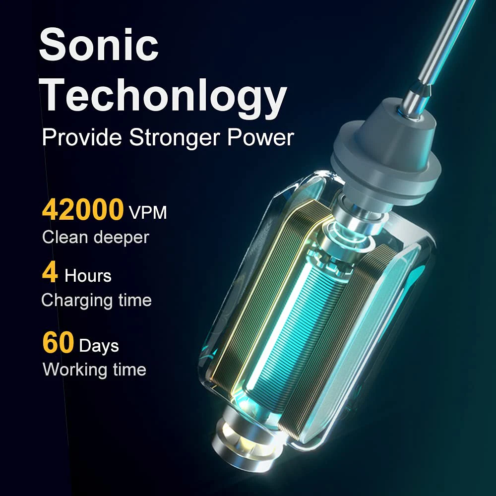 Rechargeable Sonic Electric Toothbrush with 8 Brush Heads - Advanced Whitening and Cleaning Tool