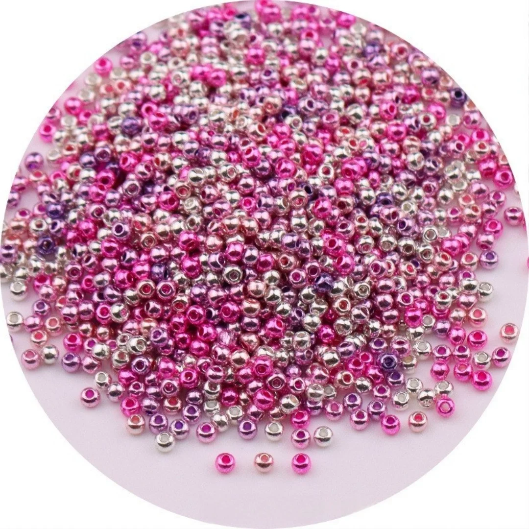 1000pcs 2mm 금속 색상 유리 Seedbeads DIY 매력 공예 보석 만들기위한 유니폼 청동 도금 라운드 스페이서 유리 구슬