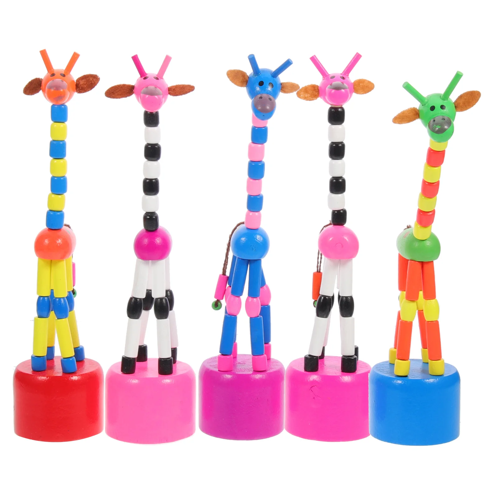 

Wooden Giraffe Puppets Childrens Toys Swing Dancing Giraffe Figurine Push Up Childrens Toys for Kids (Random Style)