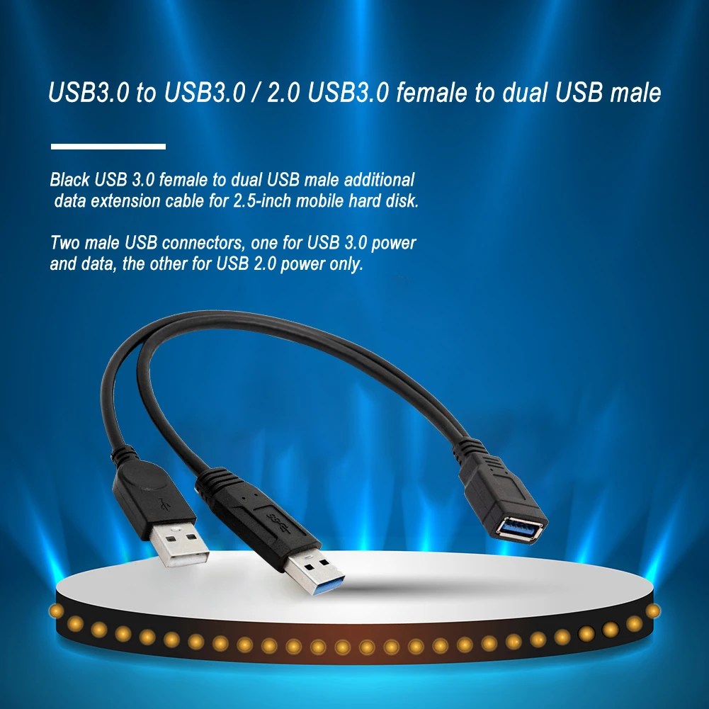 추가 전원 데이터 분배기 익스텐션 케이블, USB 3.0 암-듀얼 USB 수 데이터 Y 분배기, 익스텐션 케이블 코드