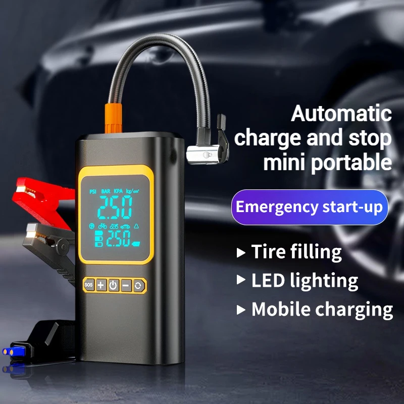 4 IN 1 Car Jump Starter 8000mAh Power Bank 12V Emergency Battery Booster Starting Device 150PSI Car Air Pump With Lighting
