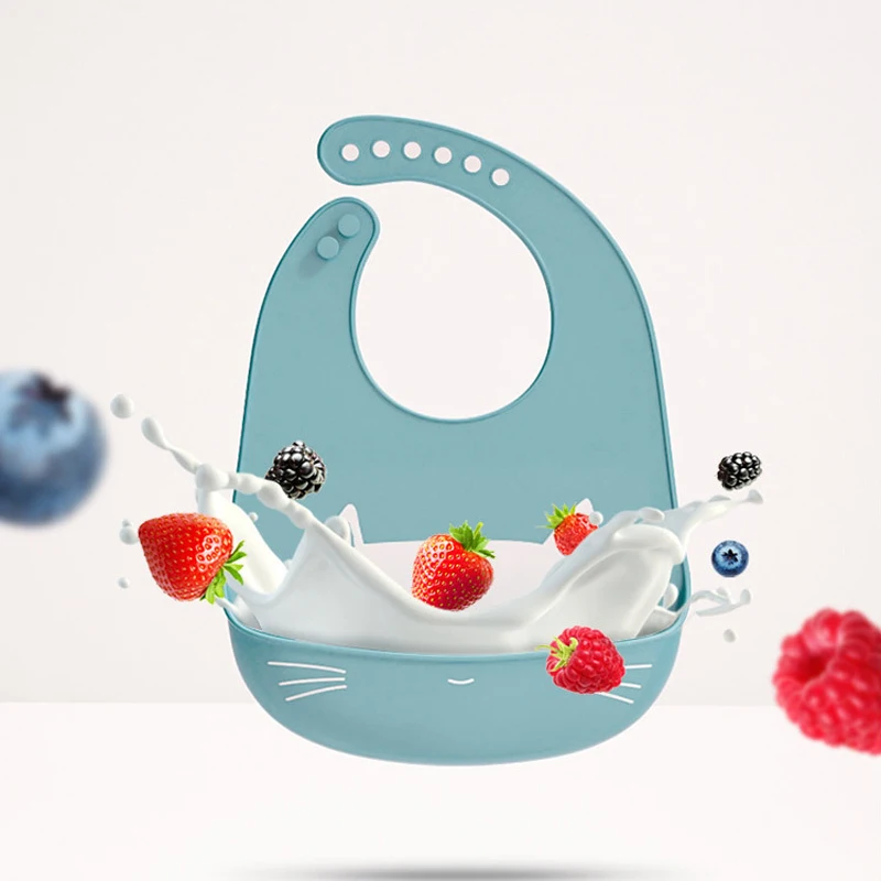 Silicone Bib Silicone Feeding Bib Baby Bib Feeding Bib Newborn Silicone Bib Adjustable Animal Printed Picture Waterproof Girl Boy Lunch Feeding Stuff Children Soft Edible Towel Drops