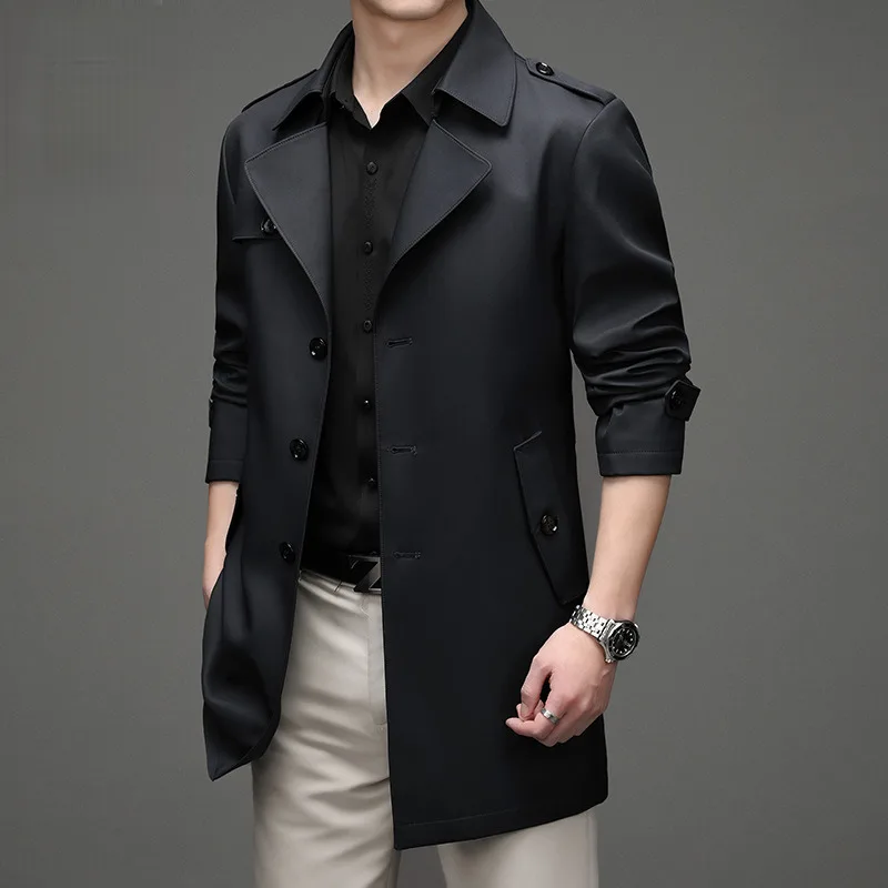 Men Jacket Coat Mid-length business trench coat casual jacket trench coat casual men jacket