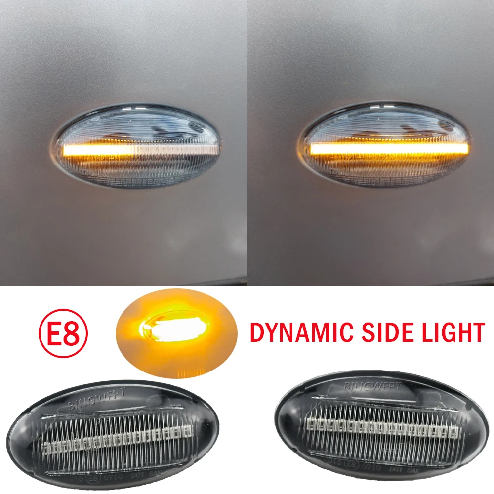 Clignotant Latéral LED Dynamique Pour Peugeot 107, 206, 307, Etc. - Couleur Jaune, Lentille Noire - Marque ANG RONG, Neuf Sous Garantie
