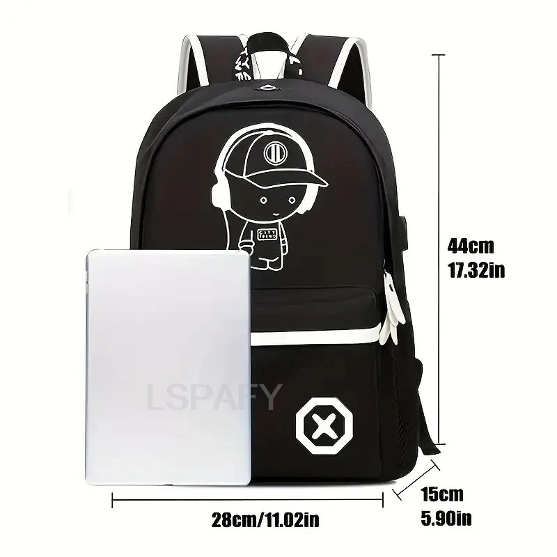 Zaino per bambini, borse da scuola per ragazzi e ragazze, zaino scolastico luminoso anime, borsa per libri impermeabile per bambini, zaino scolastico con ricarica USB, regalo - immagine 4