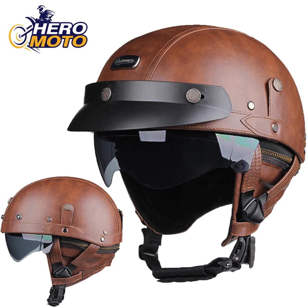

New Motorcycle Helmet Retro Approved Moto Helmet German Vintage Half Helmet Casco Moto DOT Equipment Cycling Helmet M-XL