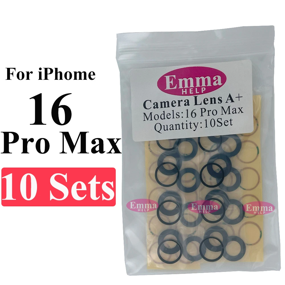 Back Camera Glass Lens Sticker for iPhone 16 15 Plus 14 13 12 11 ProMax Xr Rear Camera Cover Lens 10set