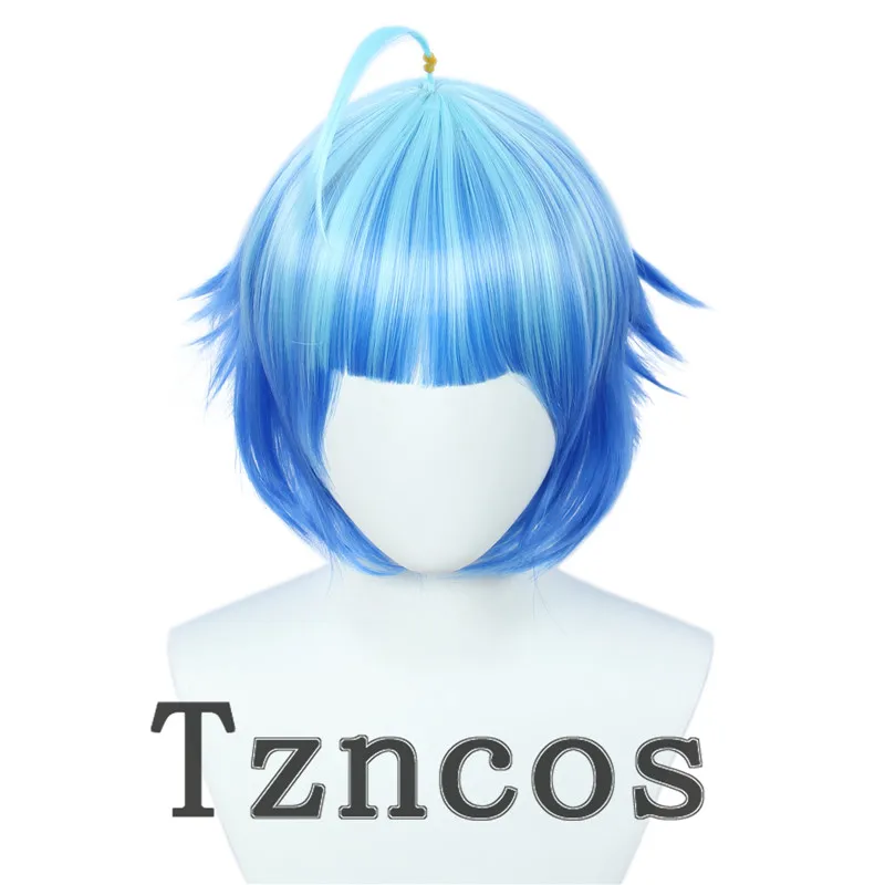 

Парик Tzncos для косплея из фильма «пузырьки», Короткие искусственные волосы синего цвета, термостойкие, синтетические