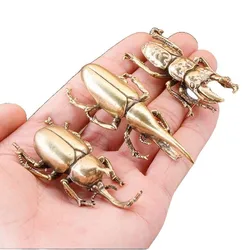 Exquisite Solid Brass Beetle Ornament - Handcrafted Copper Insect Sculpture Gift (3PCS SET)