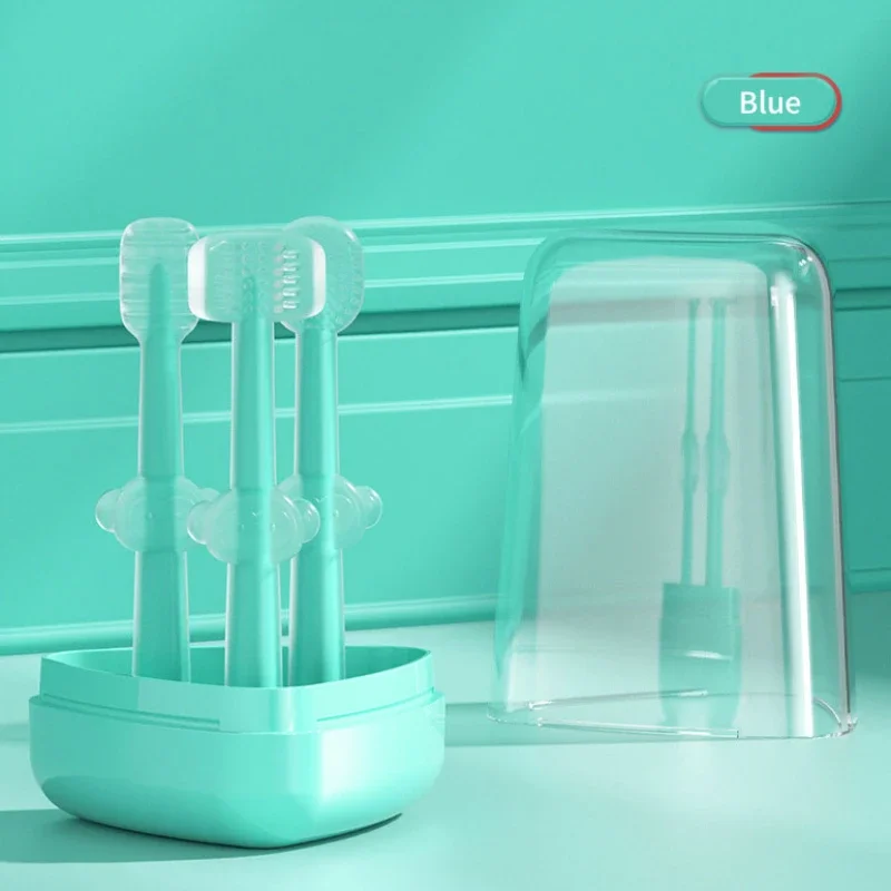 Baby Toothbrush Baby Teeth Cleaning Tool 3pcs Baby Teeth Oral Care Cleaning Set Baby Soft Bristle Toothbrush Infant Silicone Toothbrush Tongue Coating Care Cleaning