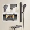 Grey Shower System Set Bathroom Rainfall Wall Mount Mixer Shower Faucet Full Set Modern Bathtub Shower Apartment Hotel 5
