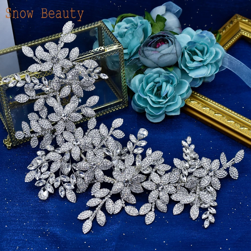 DZ027 Silver Bridal Crowns Elegant Wedding Headwear Crystal Tiara Party Jewelry Princess Head Band Rhinestone Bride Headpieces