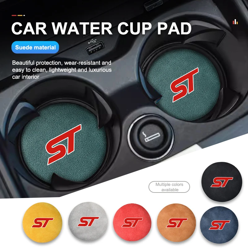 2 Pezzi Antiscivolo Water Cup Pad Accessori Interni Auto Per Ford St Racing Performance Focus Mk2 Mk3 Mk4 Fiesta Ranger
